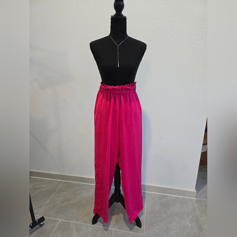Hot Pink High-Waisted Pants (XL)